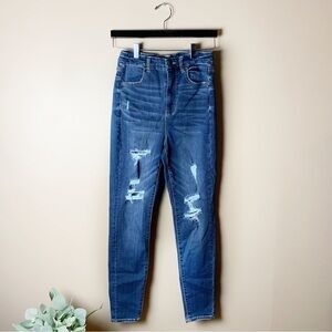 [American Eagle] Distressed Curvy Super Hi Rise Denim Stretch Jeggings